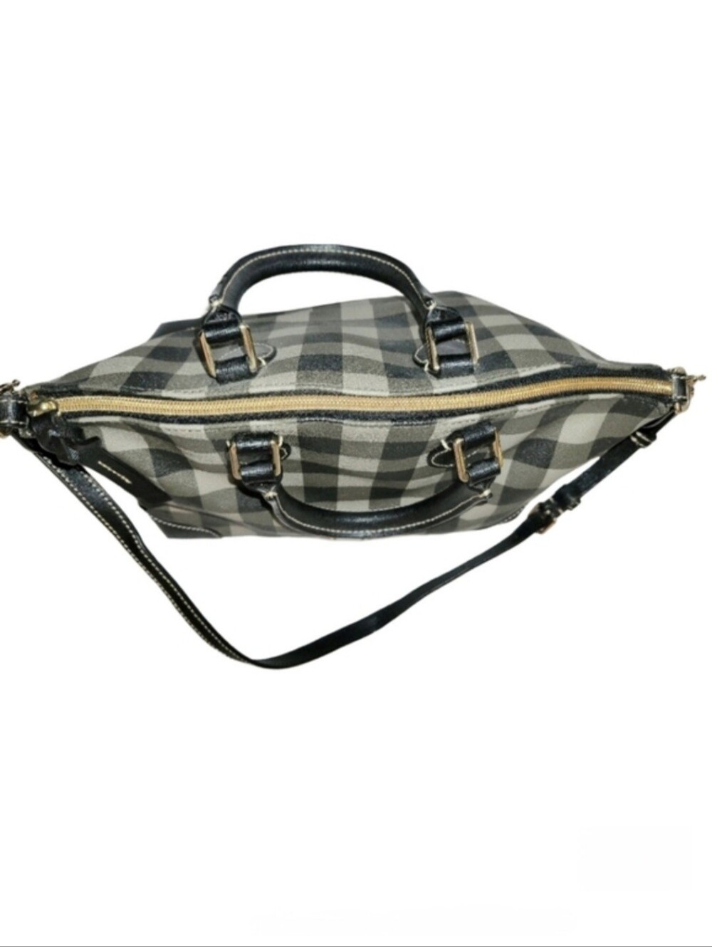 Dooney & Bourke Tucker Buffalo Plaid Darcy Satchel Black Charcoal Gray Tote - Picture 9 of 13